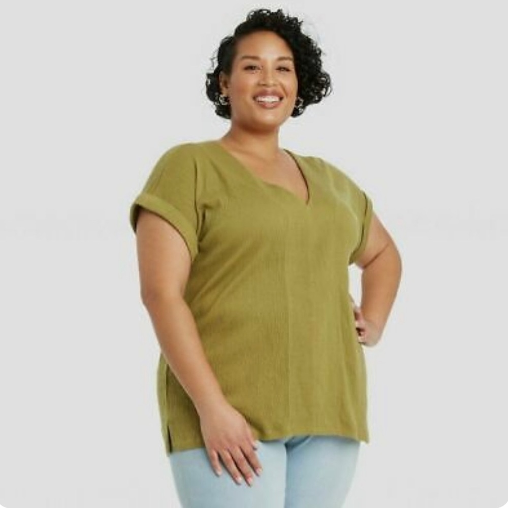 Ava & Viv Super Soft Olive Green Top, Sz 2x